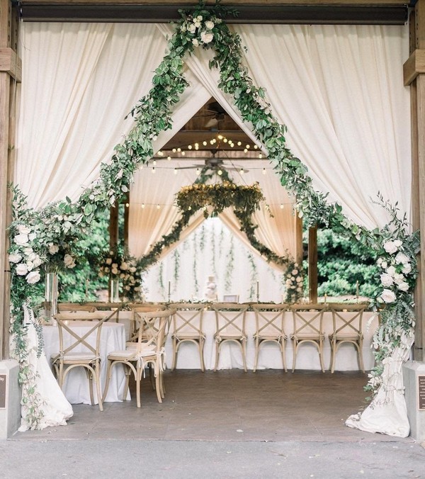 blush and greenery wedding entrance decor 10