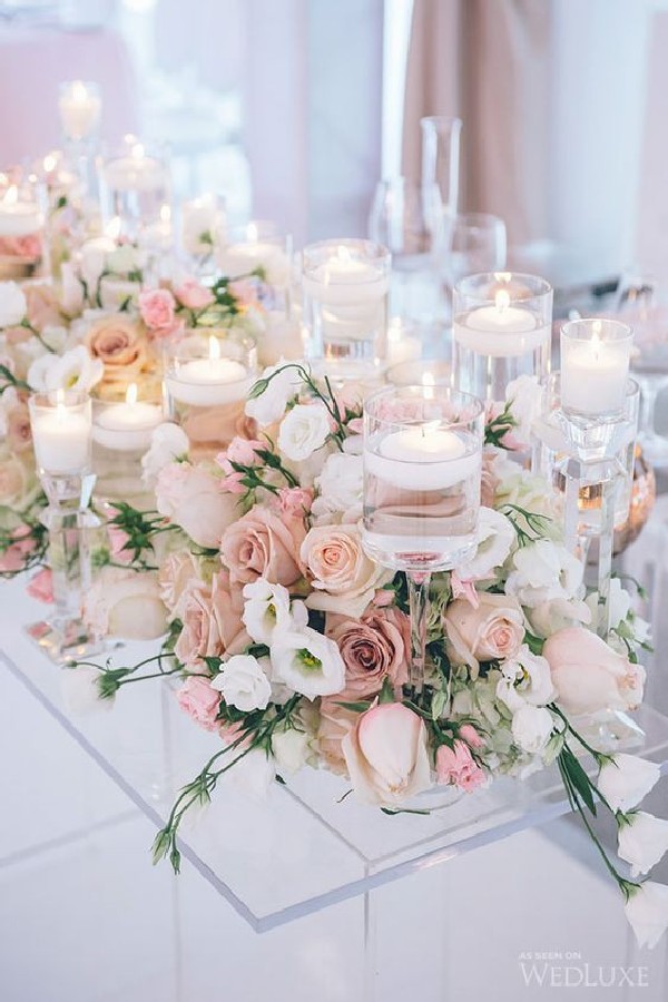 blush and white wedding flowers wedding centerpiece
