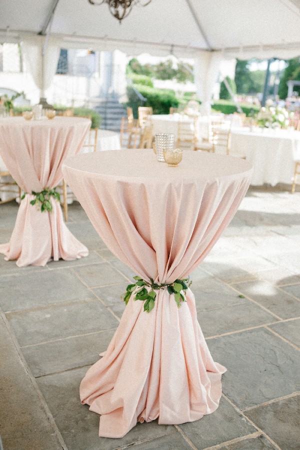 blush pink and greenery wedding cocktail table