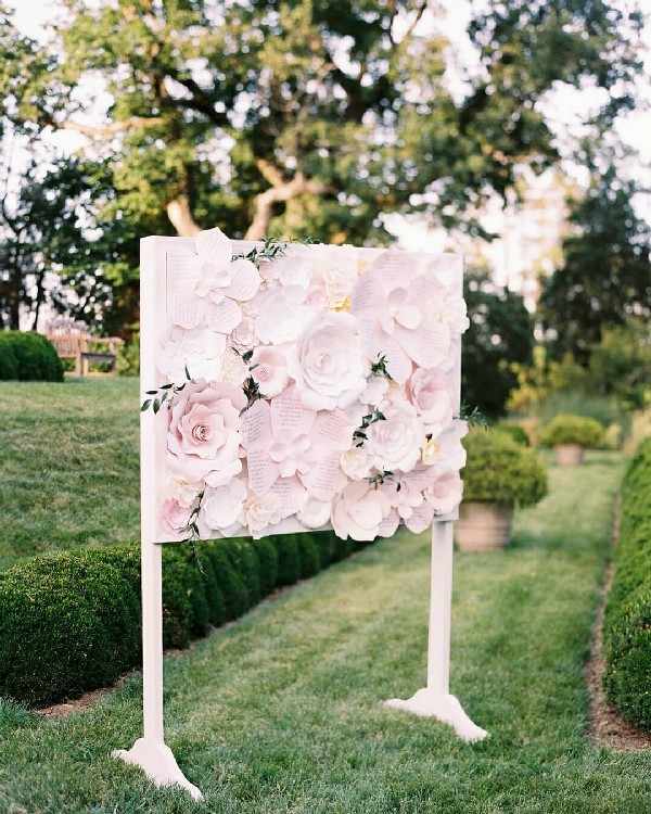 blush pink paper flower wedding backdrop