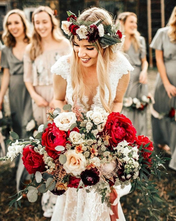 burgundy and blush wedding bouquet 12