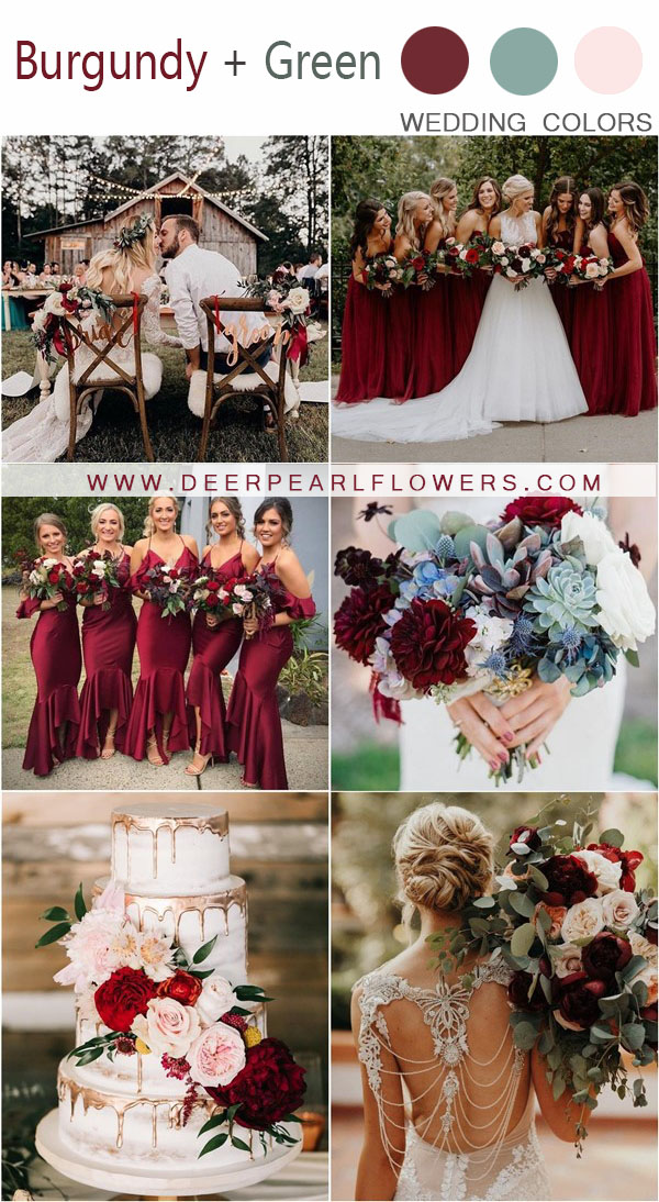 burgundy greenery wedding color ideas