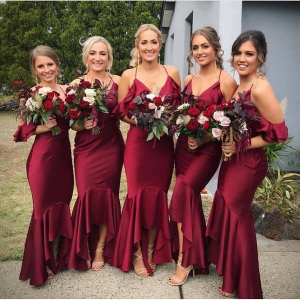 35 Classic Aubergine & Marsala Wedding Color Theme Ideas 4 burgundy mermaid bridesmaid dresses 6