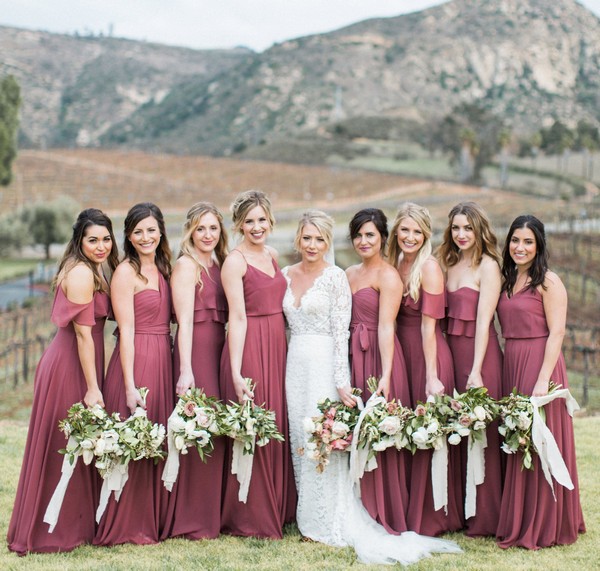 cinnamon rose dusty rose bridesmaid dresses