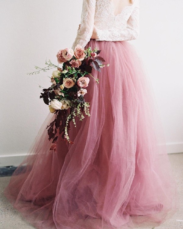 cinnamon rose tulle wedding dress