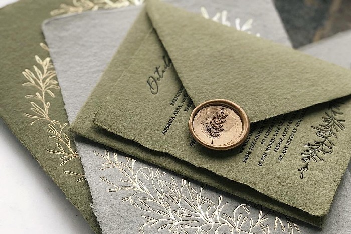 dark sage wedding invitations