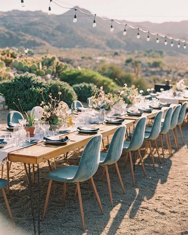 dusty blue velvet wedding chair 1