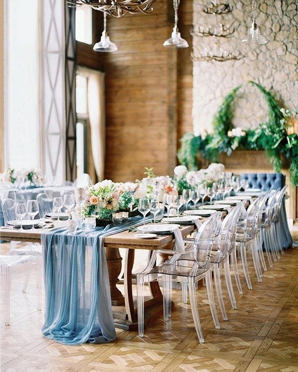 dusty blue wedding table runner 9