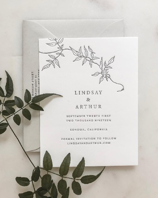 elegant letterpress wedding invitation