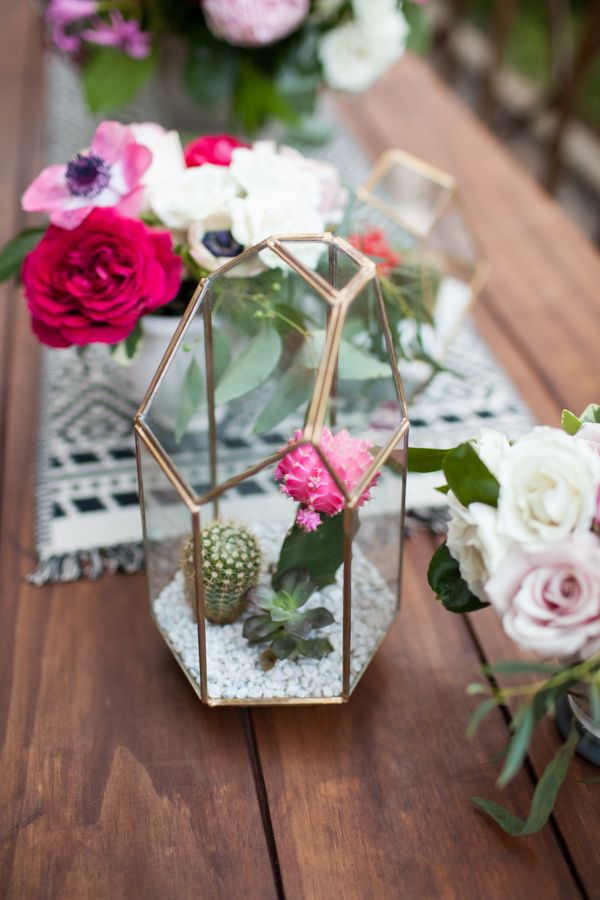 geometric cactus wedding centerpiece