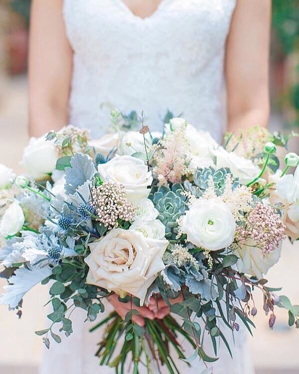 greenery and blue wedding bouquet 4