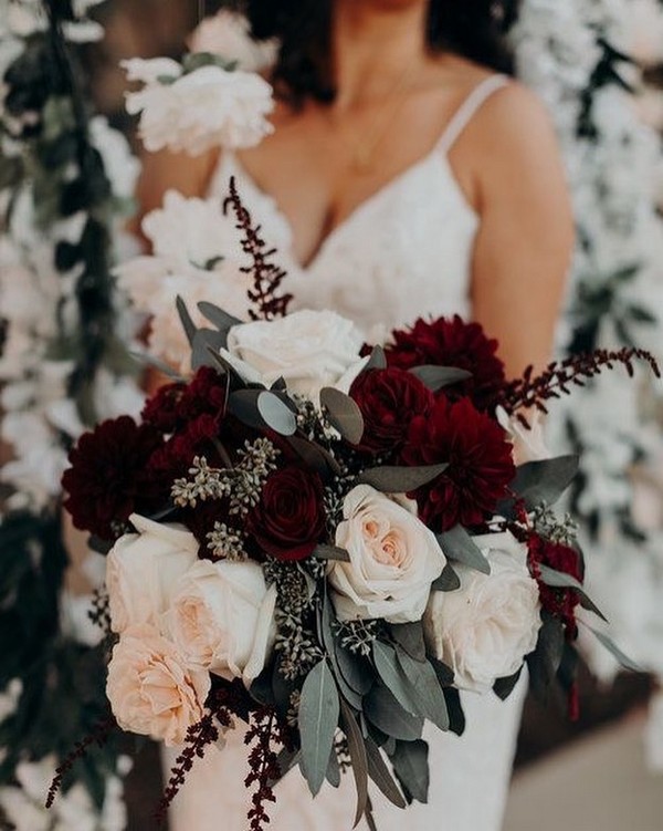 greenery blush and burgundy wedding bouquet 5