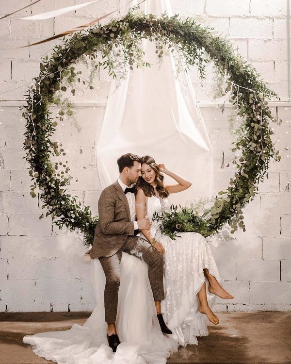 greenery wedding circle backdrop 28