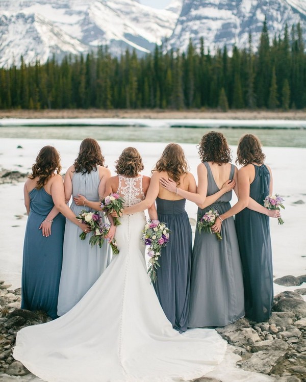 blue shades bridesmaid dresses