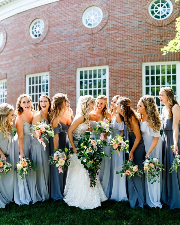 blue shades bridesmaid dresses