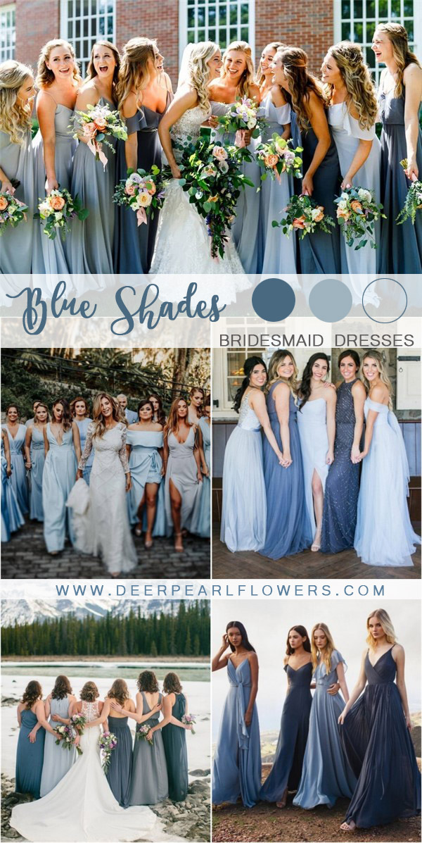 shades of blue for bridesmaid dresses