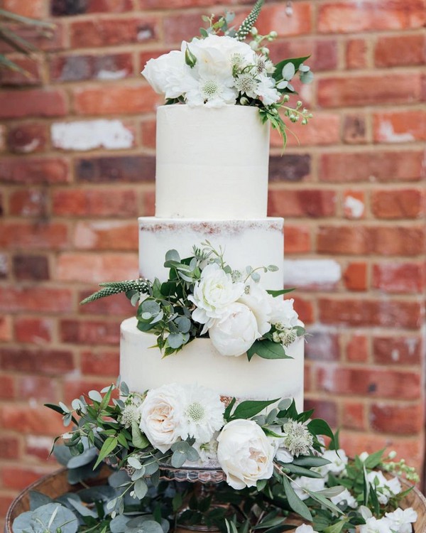 rustic greenery naked wedding cake 8