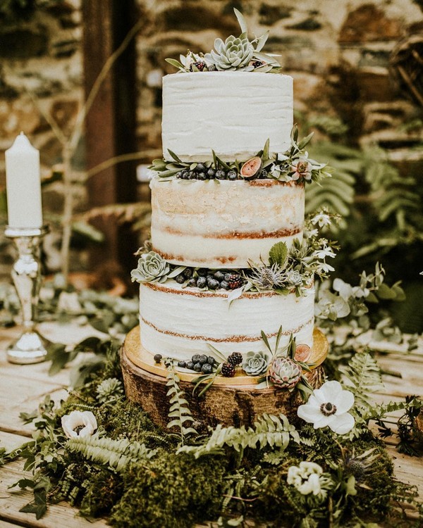 rustic naked wedding cake ideas 14