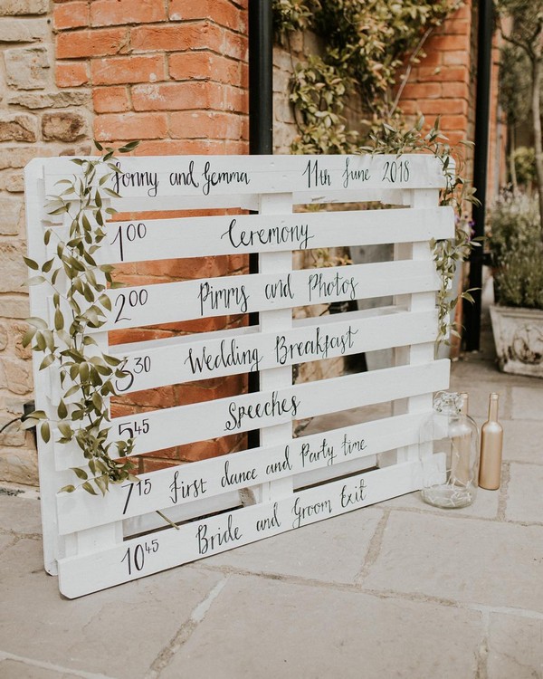 rustic white and green wedding sign 2