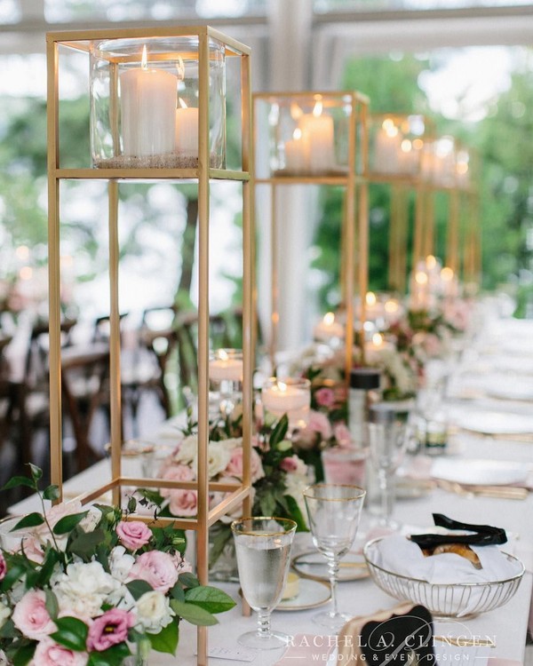 tall candle stands wedding centerpiece