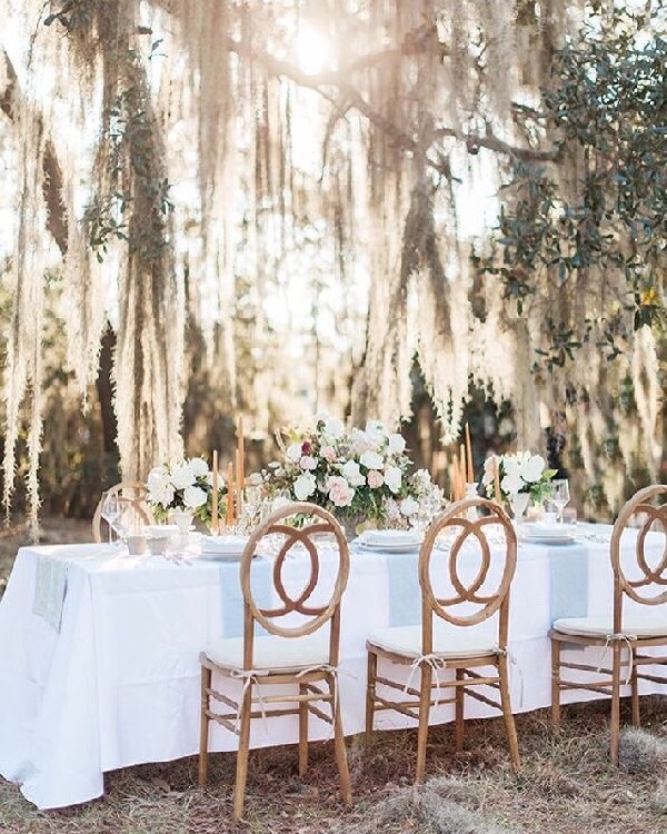 wedding table under the Spanish moss