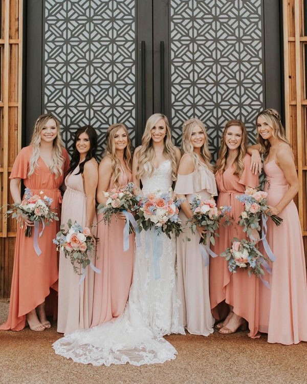 Boho mismatched bridesmaid dresses