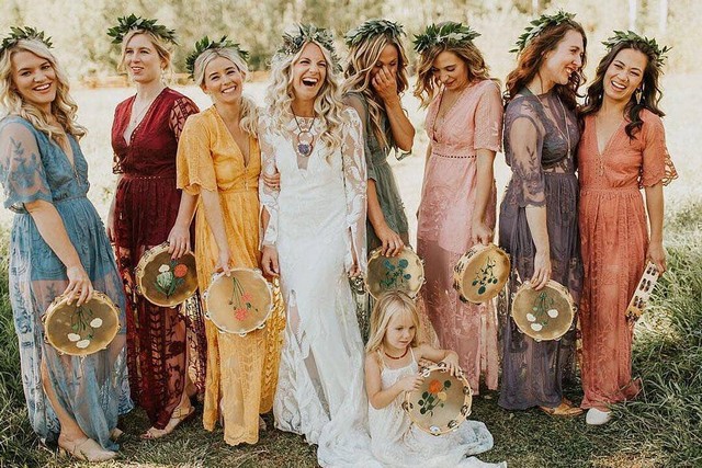 mauve boho bridesmaid dresses