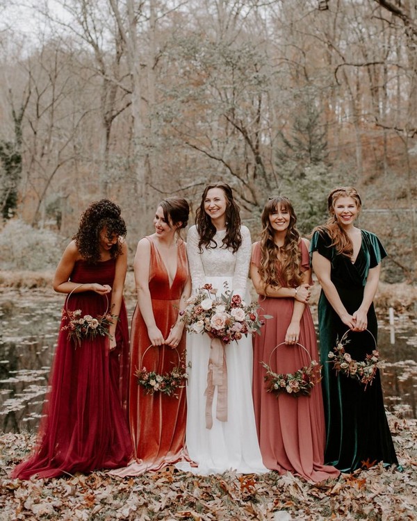 Boho mismatched bridesmaid dresses