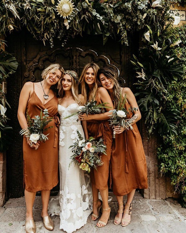 Boho mismatched bridesmaid dresses