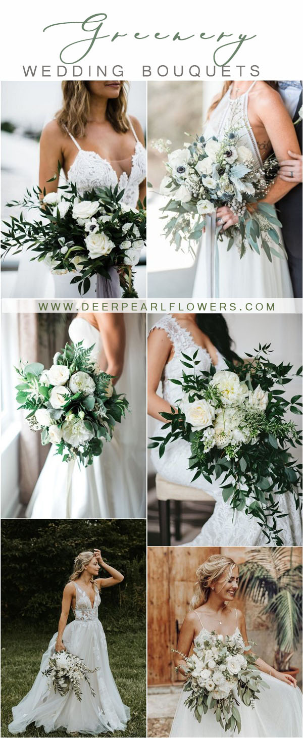 greenery wedding color ideas - greenery wedding bouquets