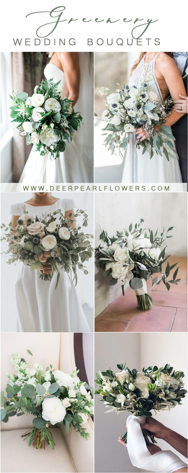 greenery wedding color ideas - greenery wedding bouquets