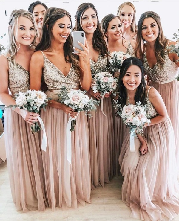 Boho mismatched bridesmaid dresses