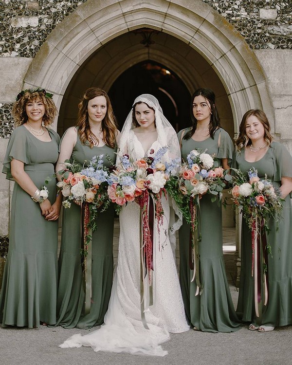 Boho mismatched bridesmaid dresses