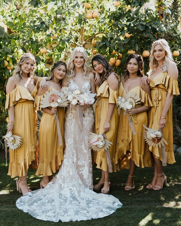 Boho mismatched bridesmaid dresses