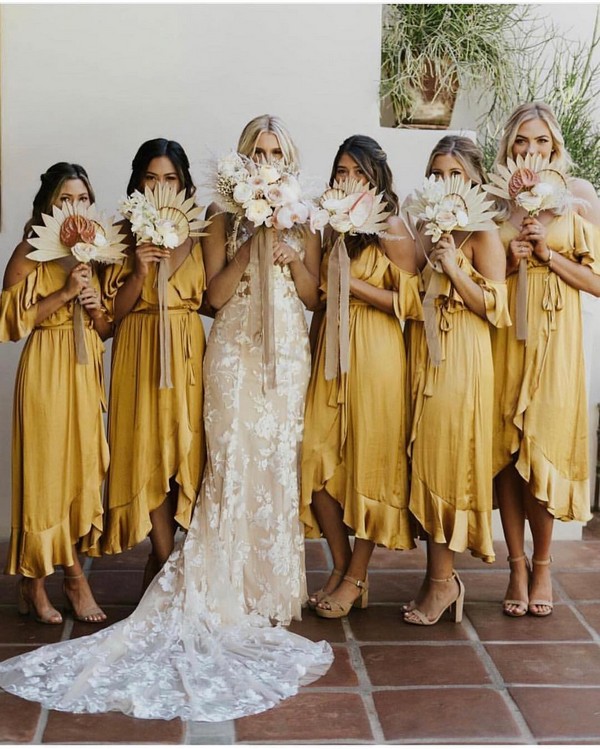 Boho mismatched bridesmaid dresses