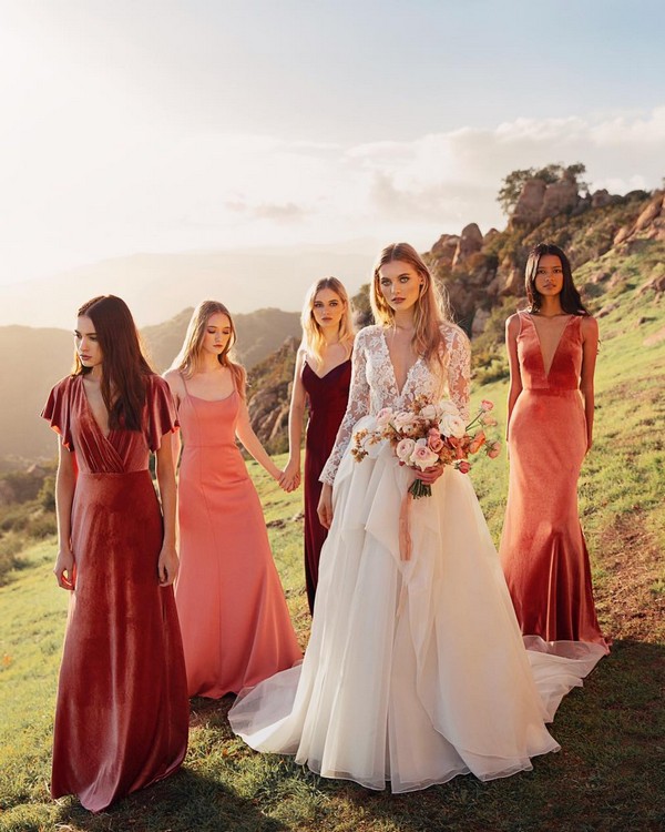 Boho mismatched bridesmaid dresses