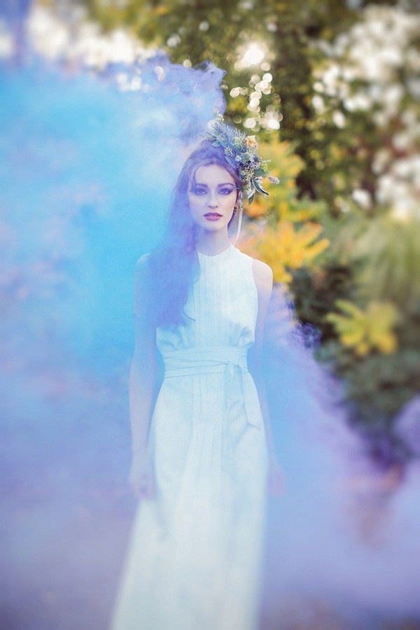 Smoke bomb wedding look