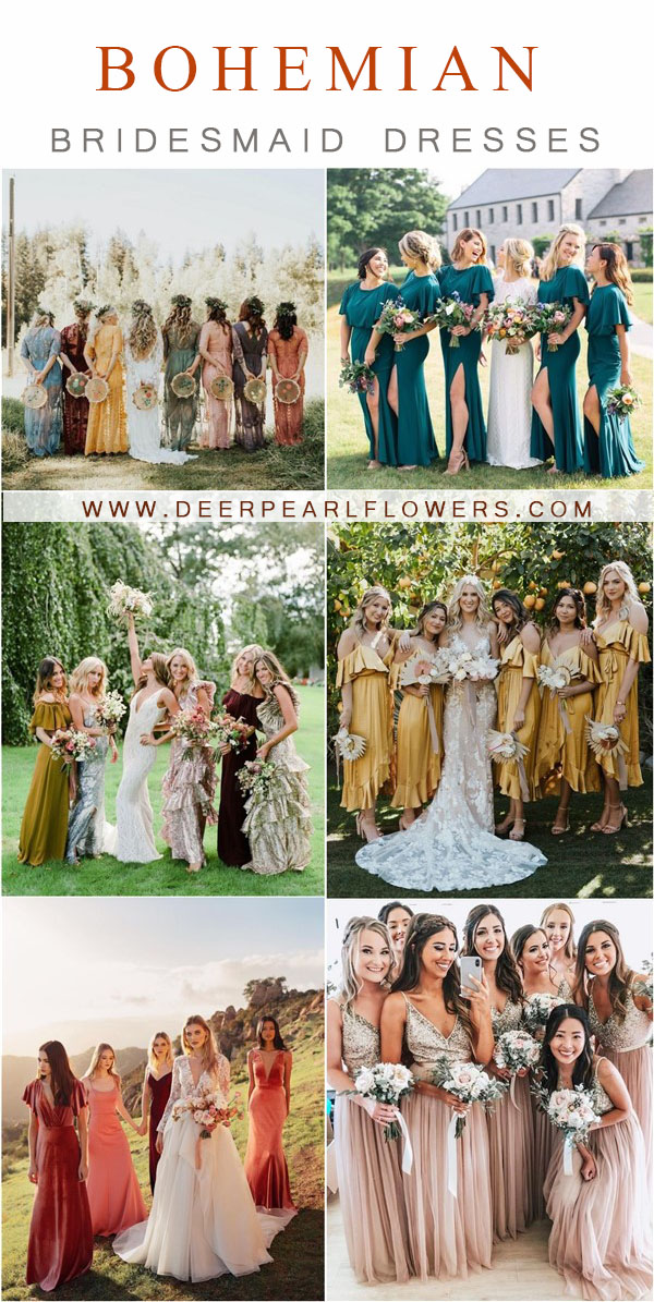 bohemian wedding ideas- boho bridesmaid dresses