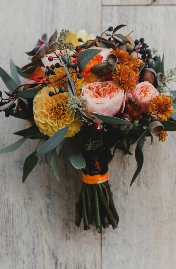 fall orange wedding bouquet