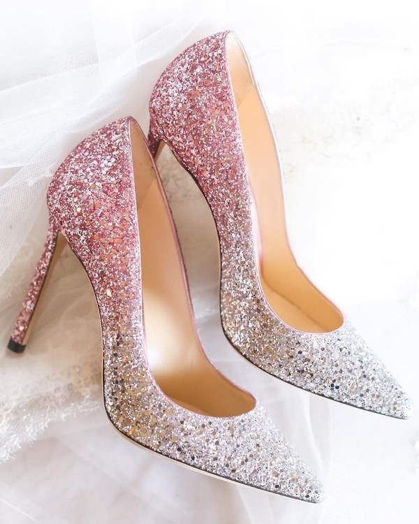 pink and silver ombre glitter wedding shoes4
