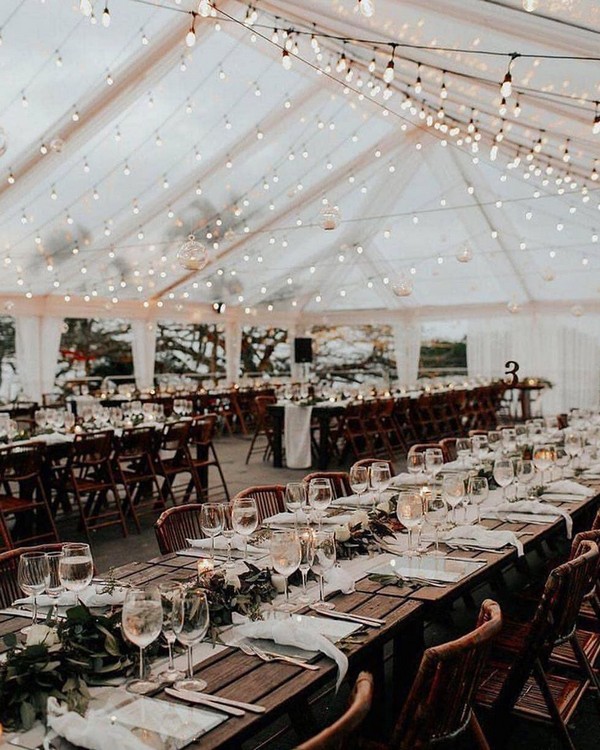 rustic lighting wedding reception decor