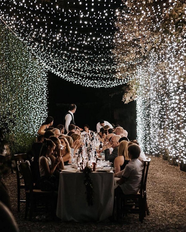 rustic lighting wedding reception decor