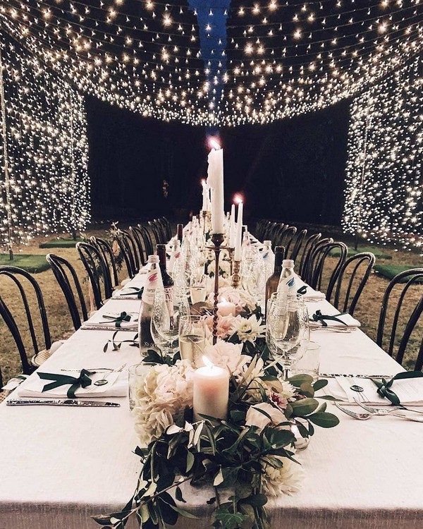 rustic lighting wedding reception decor 