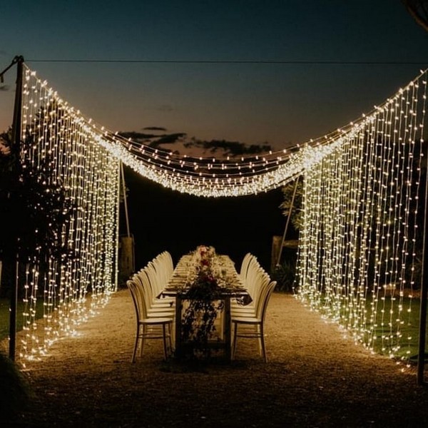 rustic lighting wedding reception decor