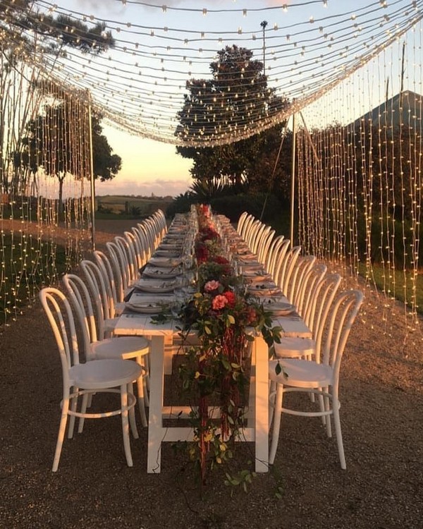 rustic lighting wedding reception decor