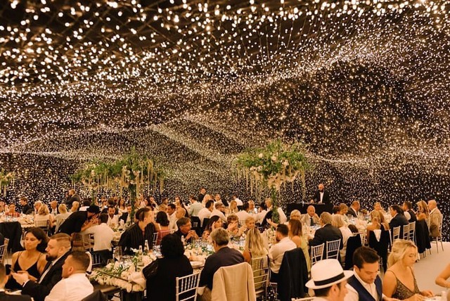 rustic lighting wedding reception decor