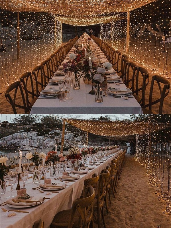 rustic lighting wedding reception decor