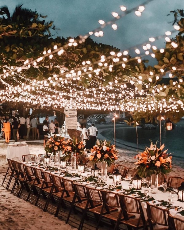 rustic lighting wedding reception decor