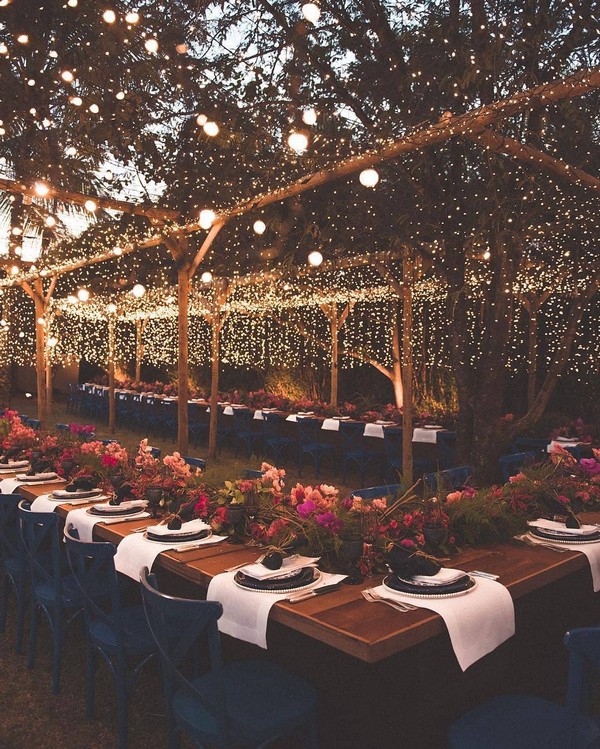 rustic lighting wedding reception decor