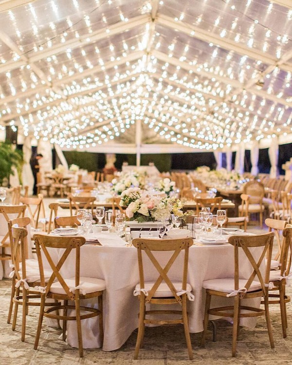 rustic lighting wedding reception decor